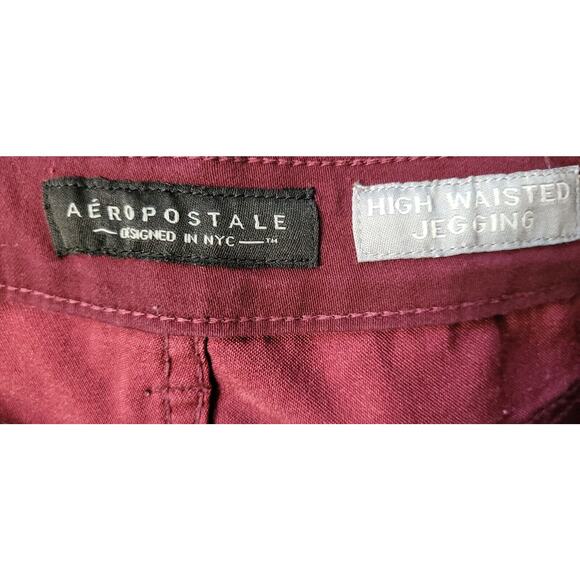 Aeropostale Women High Rise Jegging In Burgundy Brushed Denim Skinny Size 6 - Picture 7 of 8
